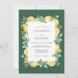 Invitation Mariage Eucalyptus Citron Jaune Émeraude