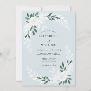 Invitation Mariage Eucalyptus Endommagé au Feuillage Bleu Aci