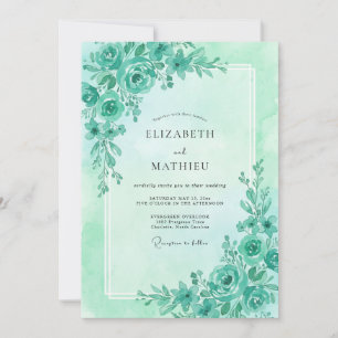 Invitation Mariage Eucalyptus Feuillage Aqua Mousse de Mer