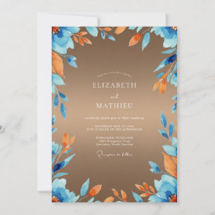 Invitation Mariage Eucalyptus Feuillage Azur Ambre