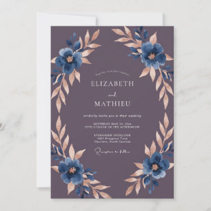 Invitation Mariage Eucalyptus Feuillage Cuivre Améthyste