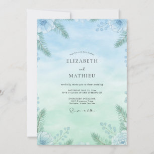 Invitation Mariage Eucalyptus Feuillage Menthe Céleste