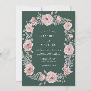 Invitation Mariage Eucalyptus Feuillage Rouge Forestier