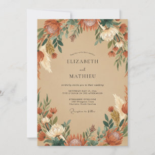 Invitation Mariage Eucalyptus Feuillage Rouille Ocre