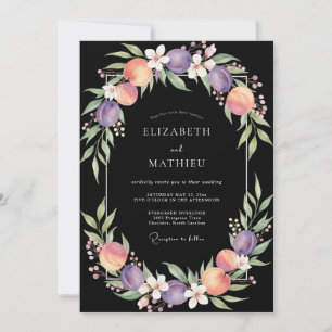 Invitation Mariage Eucalyptus Fruit Pourpre Noir