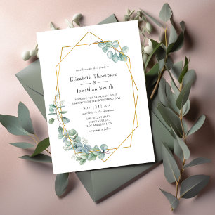 Invitation Mariage Eucalyptus géométrique de la taille d'arge