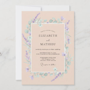 Invitation Mariage Eucalyptus Lilas Abricot
