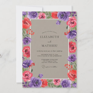 Invitation Mariage Eucalyptus Renoncule Rouge Pourpre