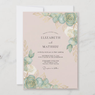 Invitation Mariage Eucalyptus Succulent Menthe Rose