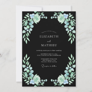 Invitation Mariage Eucalyptus Succulent Mousse de Mer Noire