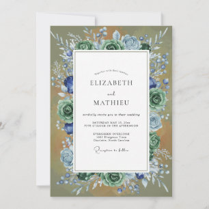 Invitation Mariage Eucalyptus Succulent Olive Azur