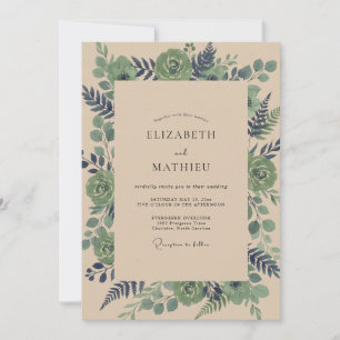 Invitation Mariage Eucalyptus Succulent Olive Sarcelle