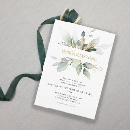 Invitation Mariage Eucalyptus Vert & Or