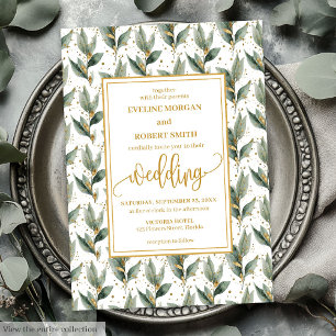Invitation Mariage Eucalyptus Vert Sage Raffiné Invite