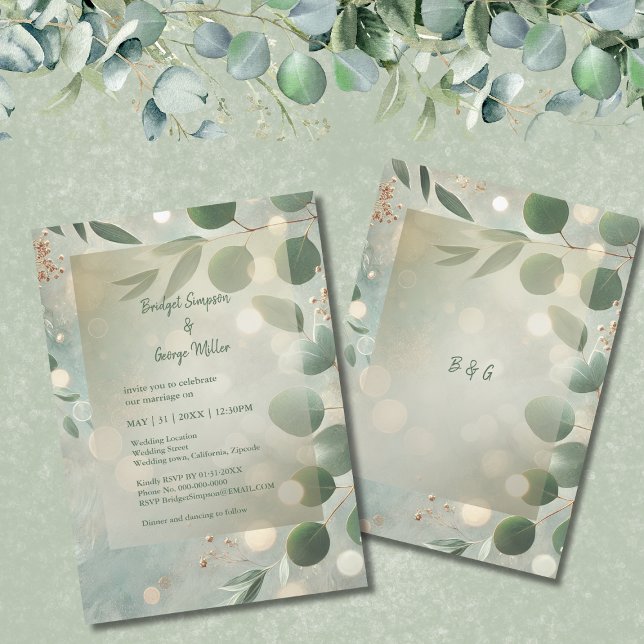 Invitation Mariage Eucalyptus Vert Sage romantique (Créateur téléchargé)