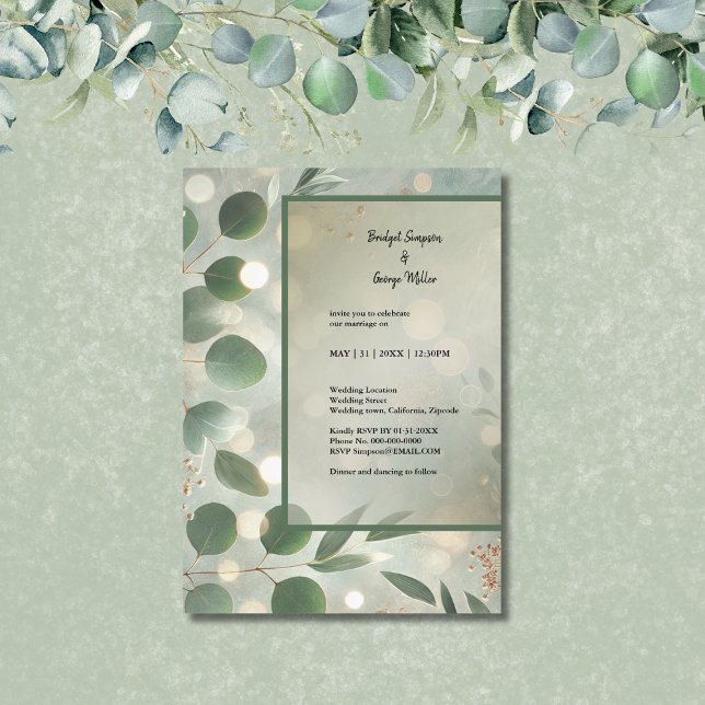 Invitation Mariage Eucalyptus Vert Sage romantique (Créateur téléchargé)