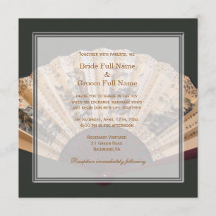 Invitation Mariage éventail en bambou et soie chinois
