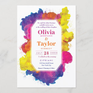 Invitation Mariage Explosion de Couleurs Arc-en-ciel