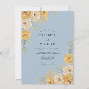 Invitation Mariage Exquis de Prairie Bleu Moutarde