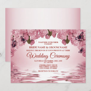 Invitation Mariage extérieur papillon nature floral rose