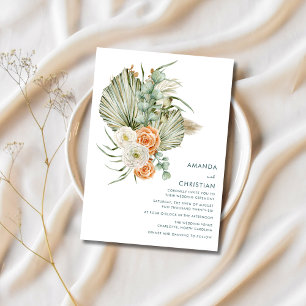 Invitation Mariage extérieur rustique avec fleurs d'automne