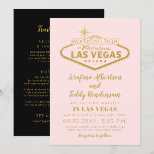 Invitation Mariage Fabuleux Rose à Las Vegas