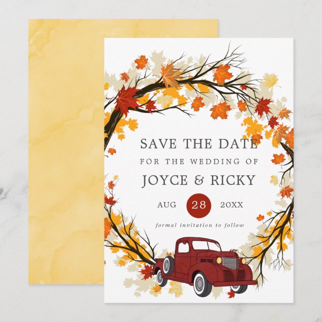 Invitation Mariage Faire Enregistrer Les Feuilles D'automne C (Devant / Derrière)