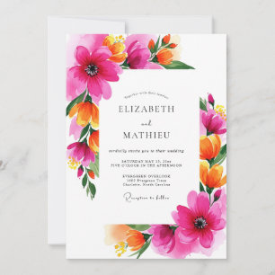 Invitation Mariage Fantaisie Fleur Magenta