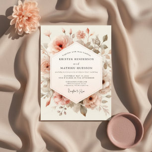 Invitation Mariage Fantaisie Florale aux Pêches