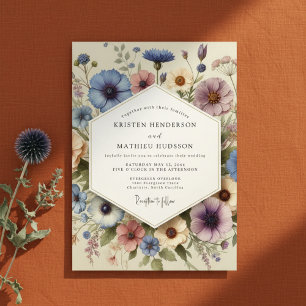 Invitation Mariage Fantaisie Florale Bleue