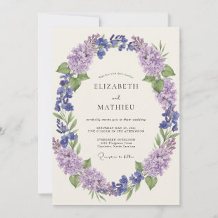 Invitation Mariage Fantaisiste à la Fleur de Lavande Bleue