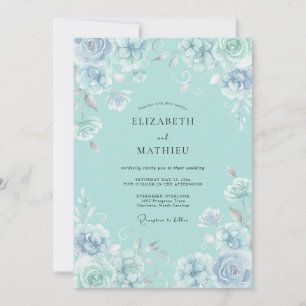 Invitation Mariage Fantaisiste Aquamarin Délicat