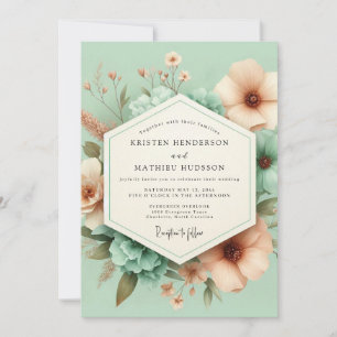 Invitation Mariage fantaisiste aux fleurs de menthe