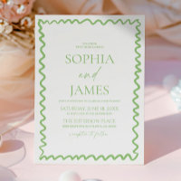 Mariage Fantaisiste Citron Vert Bordure Ondulée