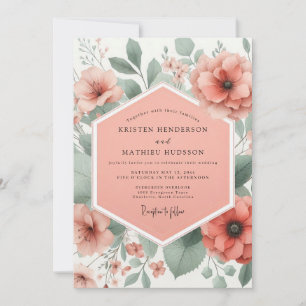 Invitation Mariage fantaisiste de floraison de corail