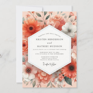 Invitation Mariage fantaisiste de la floraison de corail