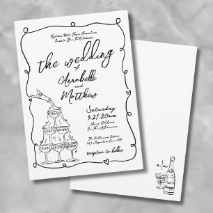 Invitation Mariage Fantaisiste Dessiné à la Main et Original