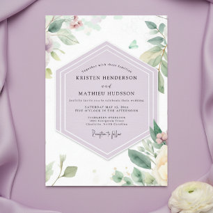 Invitation Mariage Fantaisiste en Bois de Lavande Pâle