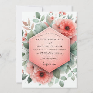 Invitation Mariage Fantaisiste Fleur de Corail