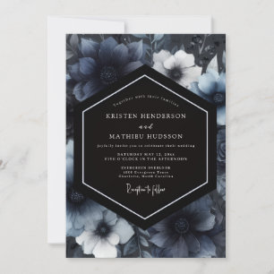 Invitation Mariage Fantaisiste Floral Navy Humeur