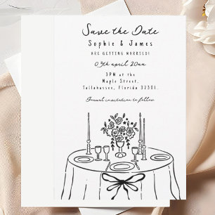 Invitation Mariage fantaisiste noir dessiné à la main