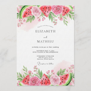 Invitation Mariage fantaisiste pastèque rose