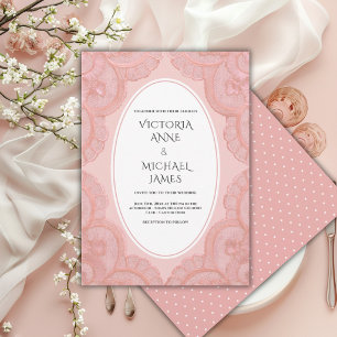 Invitation Mariage Fantaisiste Vintage Broderie de Corail