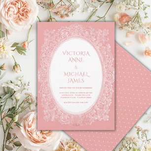 Invitation Mariage Fantaisiste Vintage Dentelle de Pêche