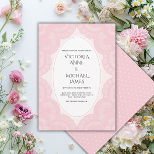 Invitation Mariage Fantaisiste Vintage Dentelle Rose