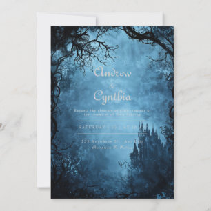 Invitation Mariage Fantastique au Château Noir Gothique en Fo