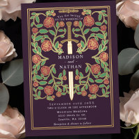 Mariage Fantasy Médiéval Floral Épée Aubergine 
