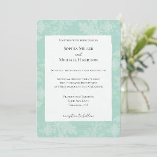 Invitation Mariage Faux Floral Blanc Menthe Assez