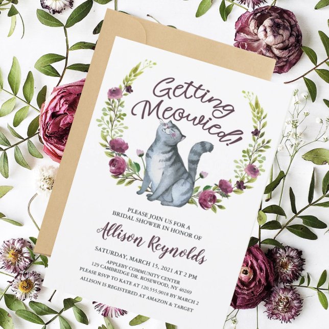 Invitation Mariage félin de Getting Meowied (The purrrrr-fect bridal shower invitation!)