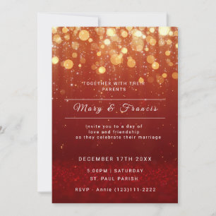 Invitation Mariage Festif moderne Sparkling Red Lights
